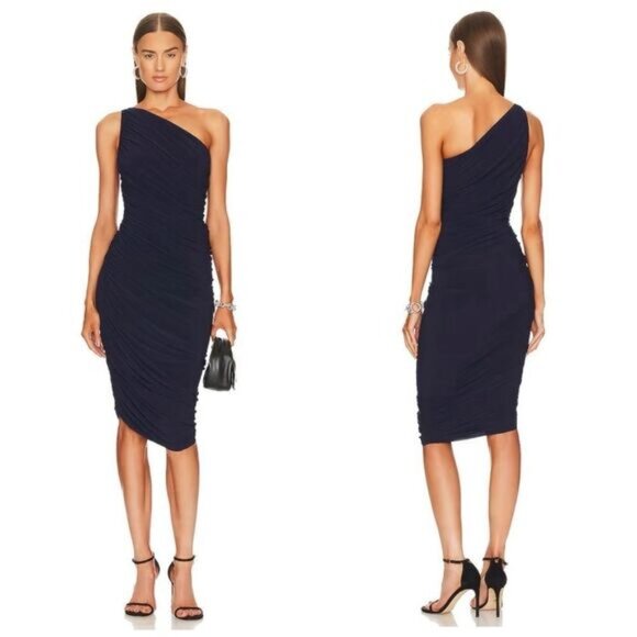 Norma Kamali x Revolve True Navy Ruched Diana Dress Size XL - Picture 1 of 12